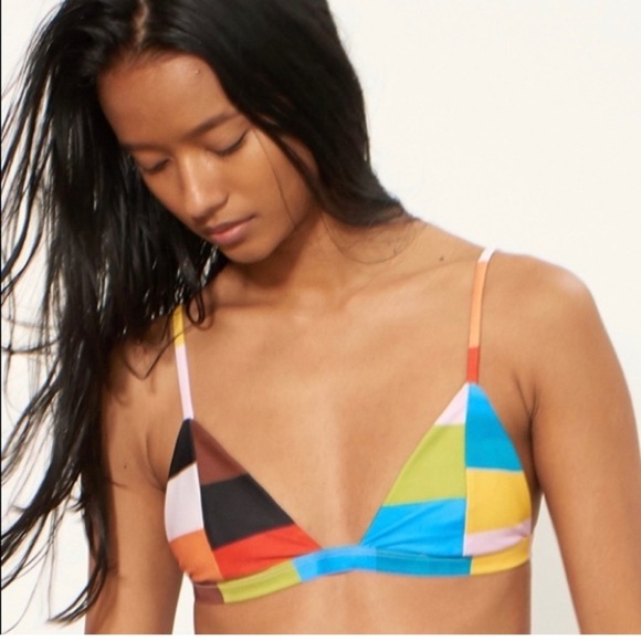 Mara Hoffman Astrid Color-Block Triangle Bikini Top - Picture 14 of 14